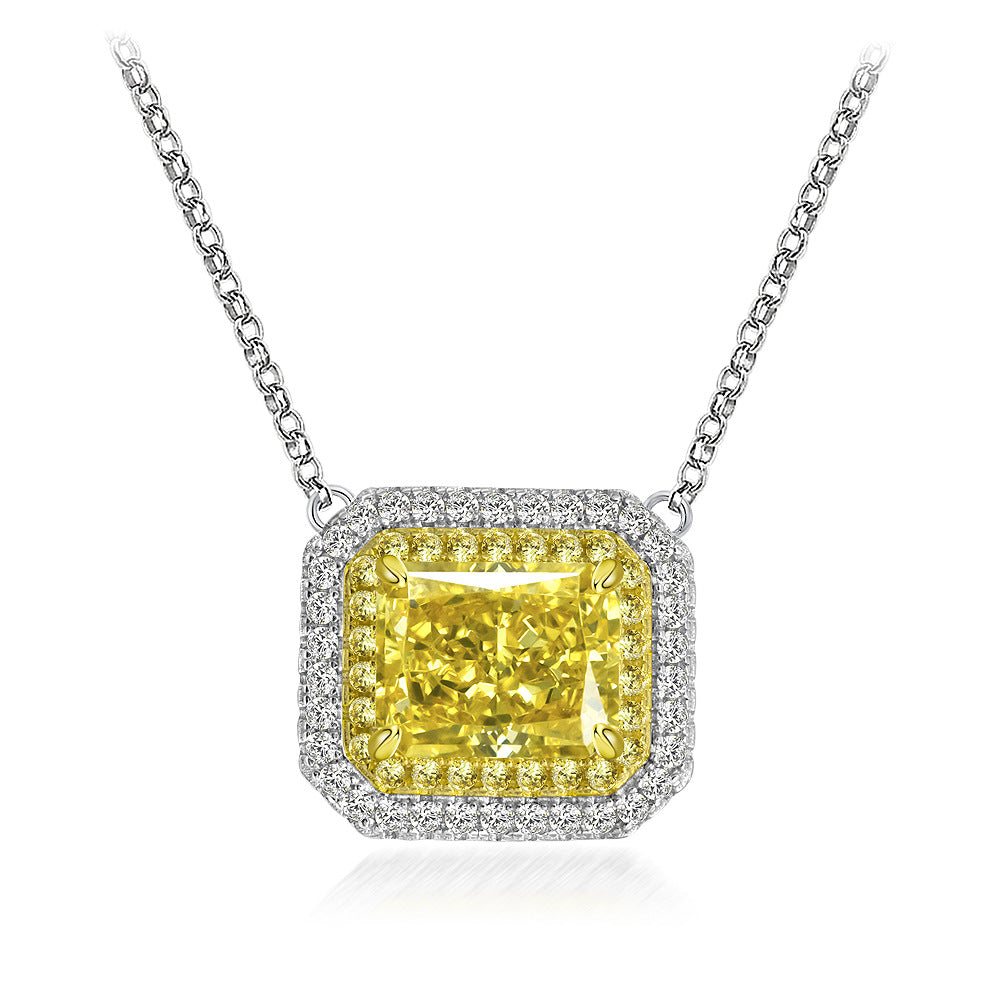 Yellow Diamond Ice Flower Cut Necklace for Women