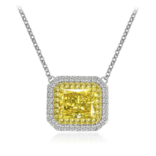 Yellow Diamond Ice Flower Cut Necklace for Women