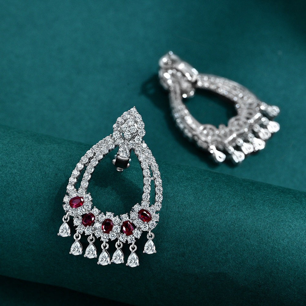 Celebrity European and American luxury high carbon diamond earrings