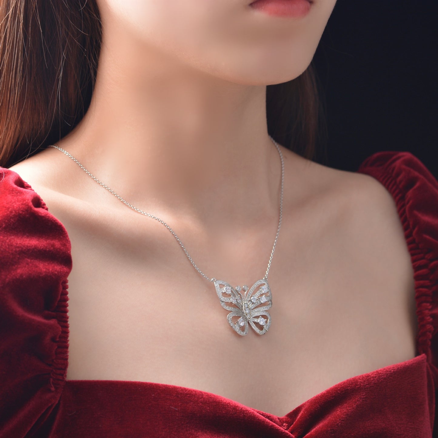 women's European and American luxury butterfly necklace