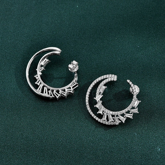 Baroque style half moon star earrings