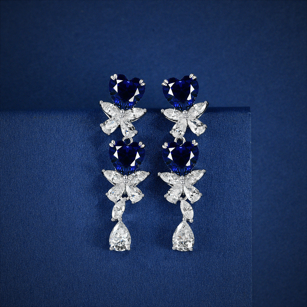 2.4CT blue corundum earrings