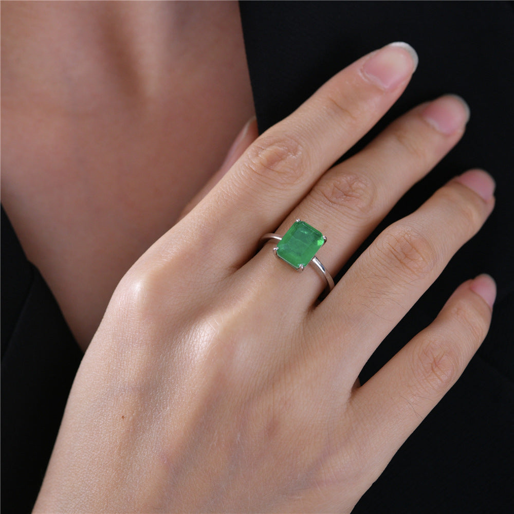 Sterling silver high carbon diamond ring 4 carat simulated diamond emerald diamond ring