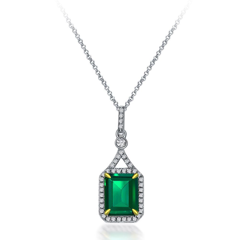 Cultured emerald 2.7CT necklace women's high-end clavicle chain