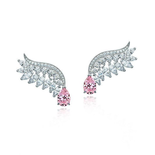 Waterdrop Sakura Pink Angel Wings Earrings