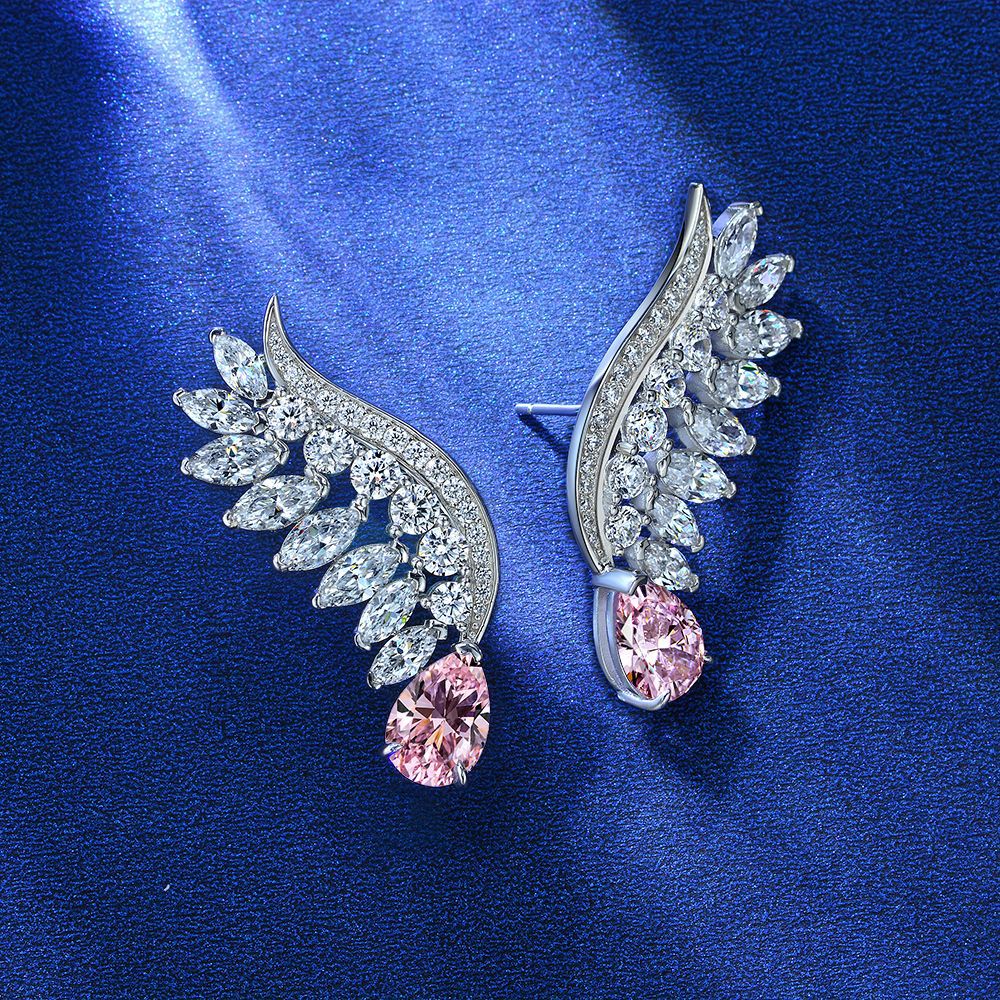 Waterdrop Sakura Pink Angel Wings Earrings