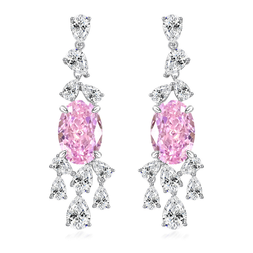 Sakura Pink 4CT Egg Shape Earrings