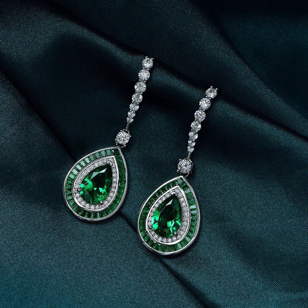 Green diamond earrings sterling silver