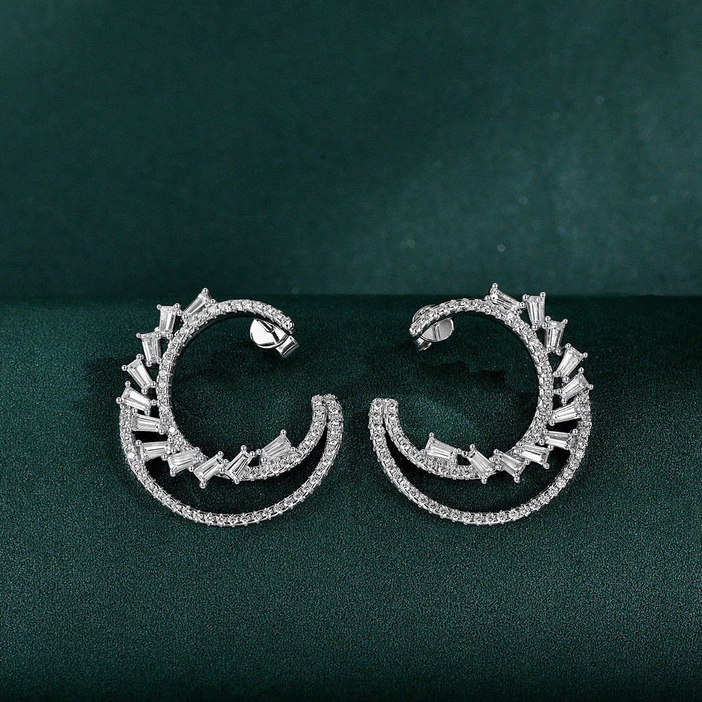 Baroque style half moon star earrings