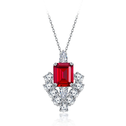 Light luxury style s925 silver pendant 7.5ct red blue green 1012 high carbon diamond pendant 40+5