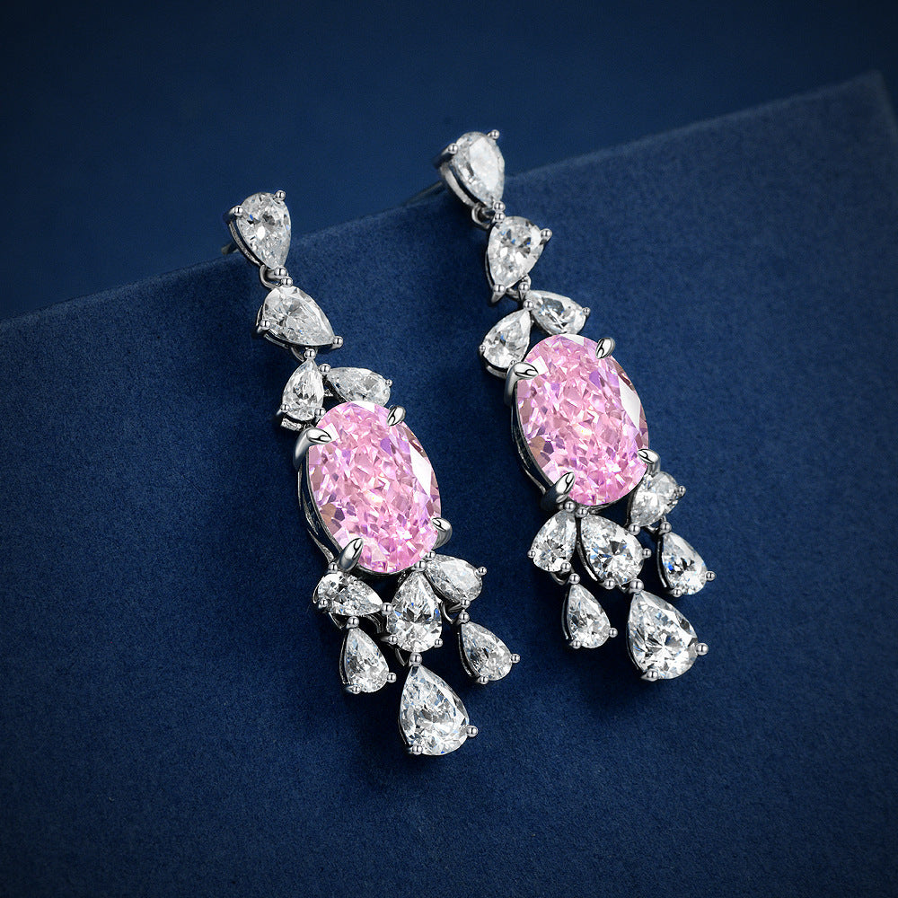 Sakura Pink 4CT Egg Shape Earrings