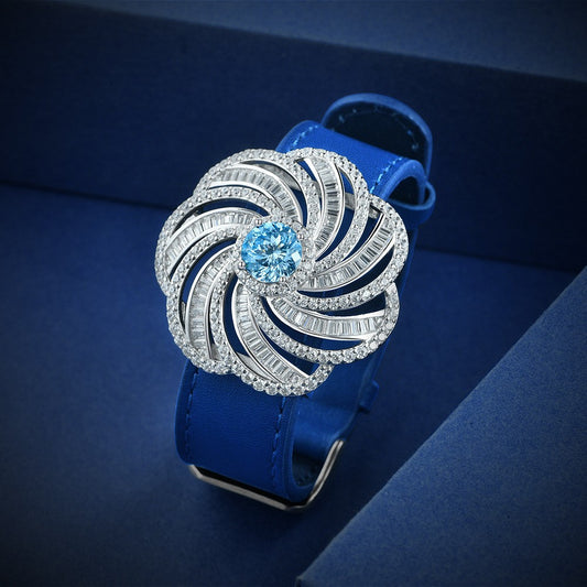 Ocean blue lotus cut high carbon diamond bracelet European and American high-end luxury wrist jewelry