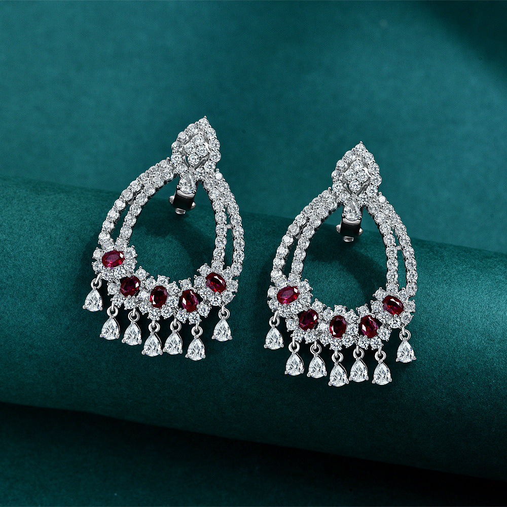 Celebrity European and American luxury high carbon diamond earrings