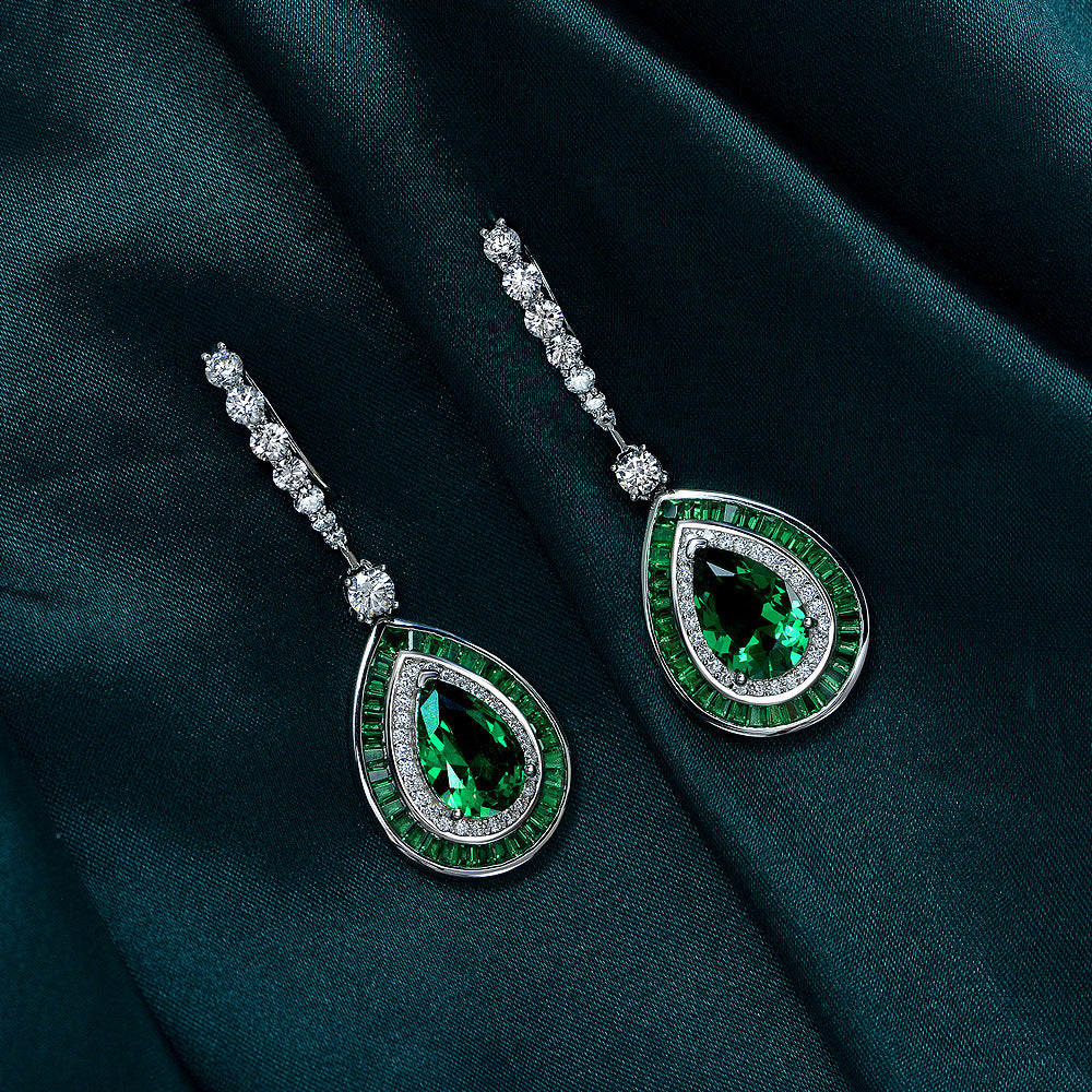 Green diamond earrings sterling silver