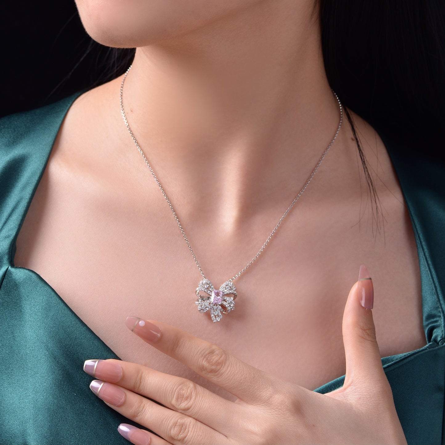 butterfly necklace cherry blossom pink