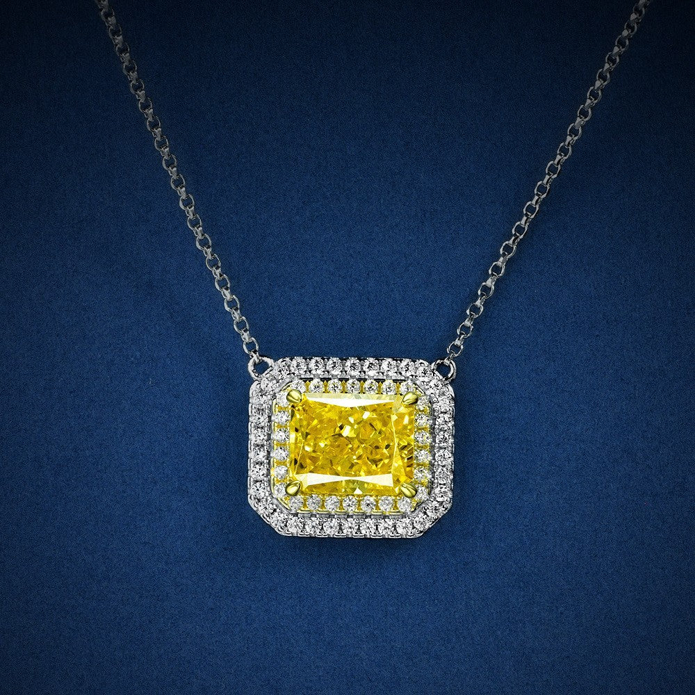 Yellow Diamond Ice Flower Cut Necklace for Women