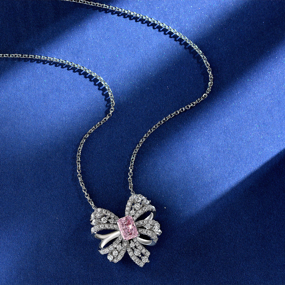 butterfly necklace cherry blossom pink