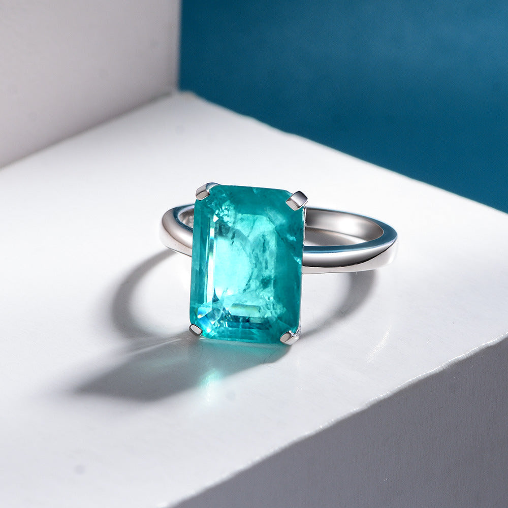 7 carat emerald ring synthetic Paraiba simple women's ring