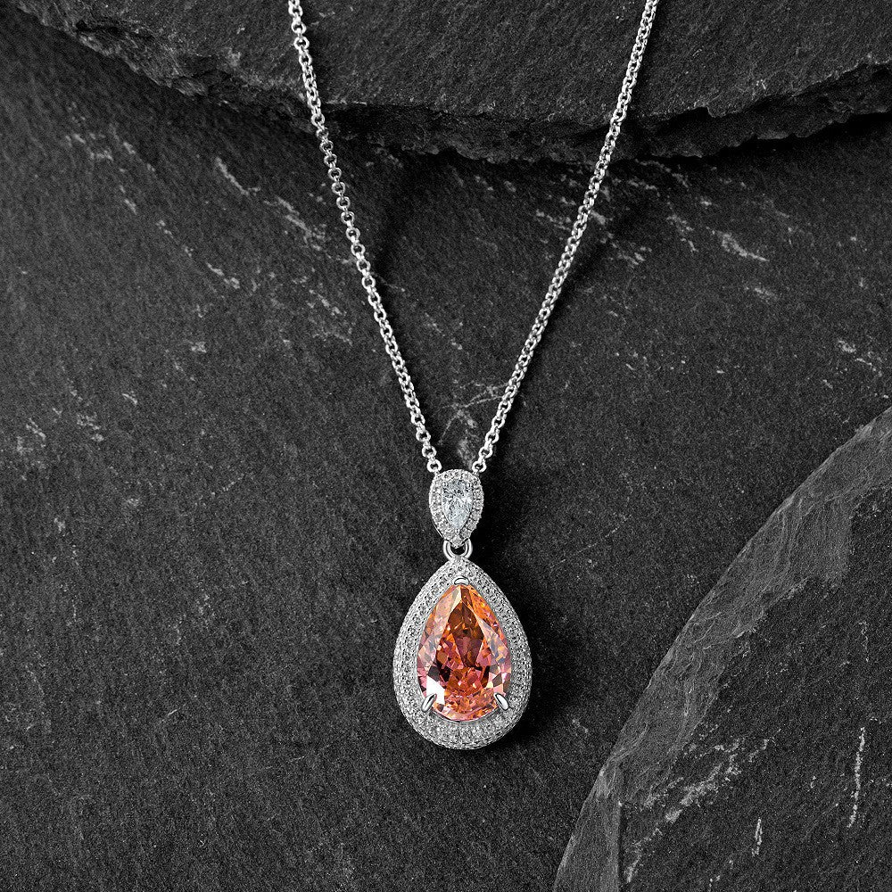 Color Changing Padparadscha Pink Ice Flower Cut 10CT Necklace