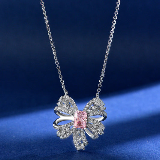 butterfly necklace cherry blossom pink