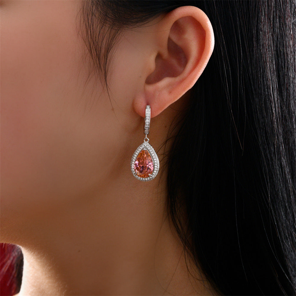 Drop Shape 9CT Padparadscha Earrings