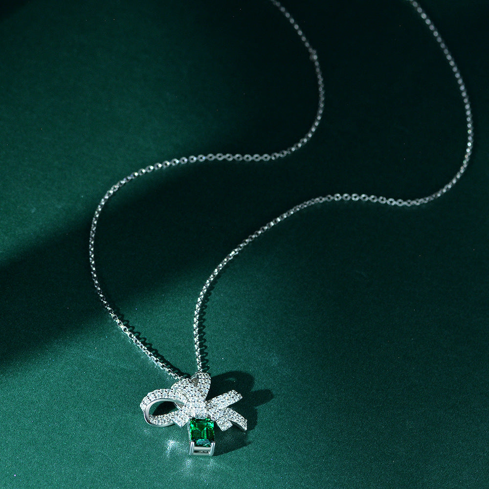 Emerald High Carbon Diamond Necklace