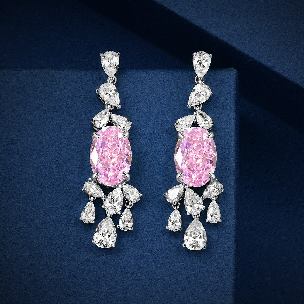 Sakura Pink 4CT Egg Shape Earrings