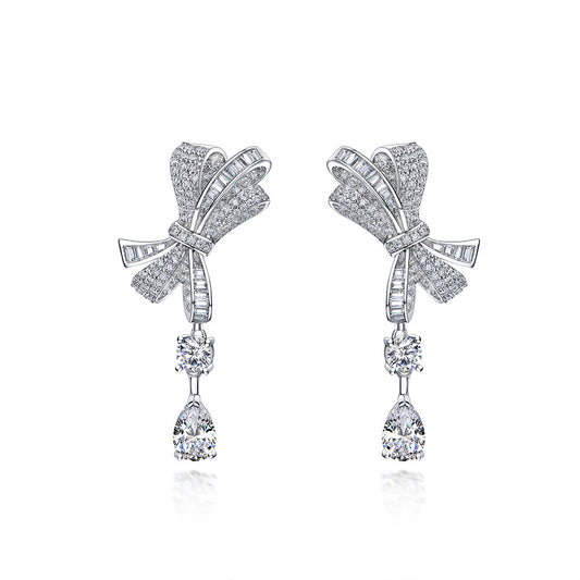 Bow tie earrings 1CT luxury full diamond earrings