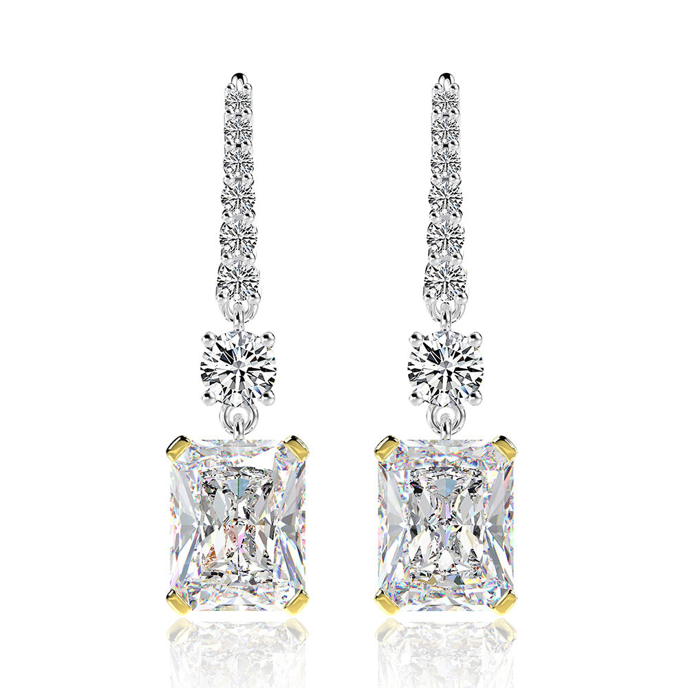 Yellow rectangular high carbon diamond earrings