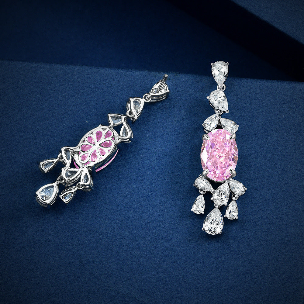 Sakura Pink 4CT Egg Shape Earrings