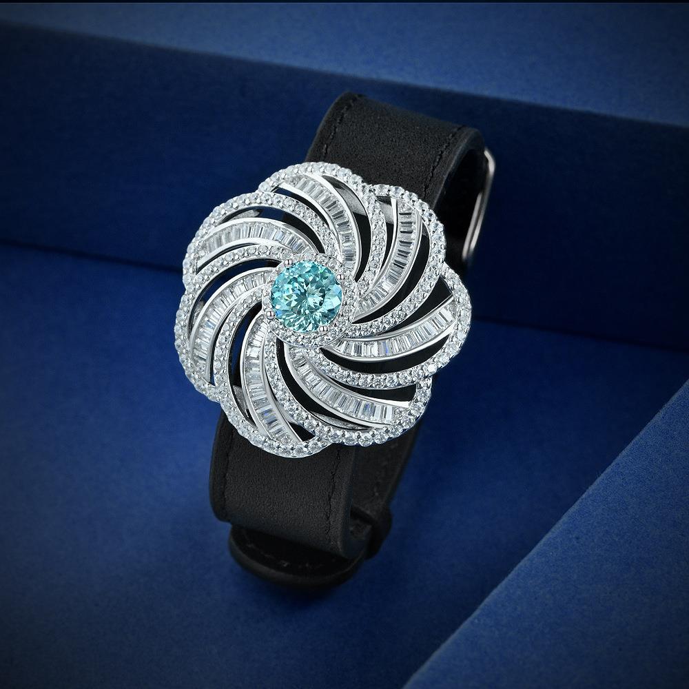 Ocean blue lotus cut high carbon diamond bracelet European and American high-end luxury wrist jewelry