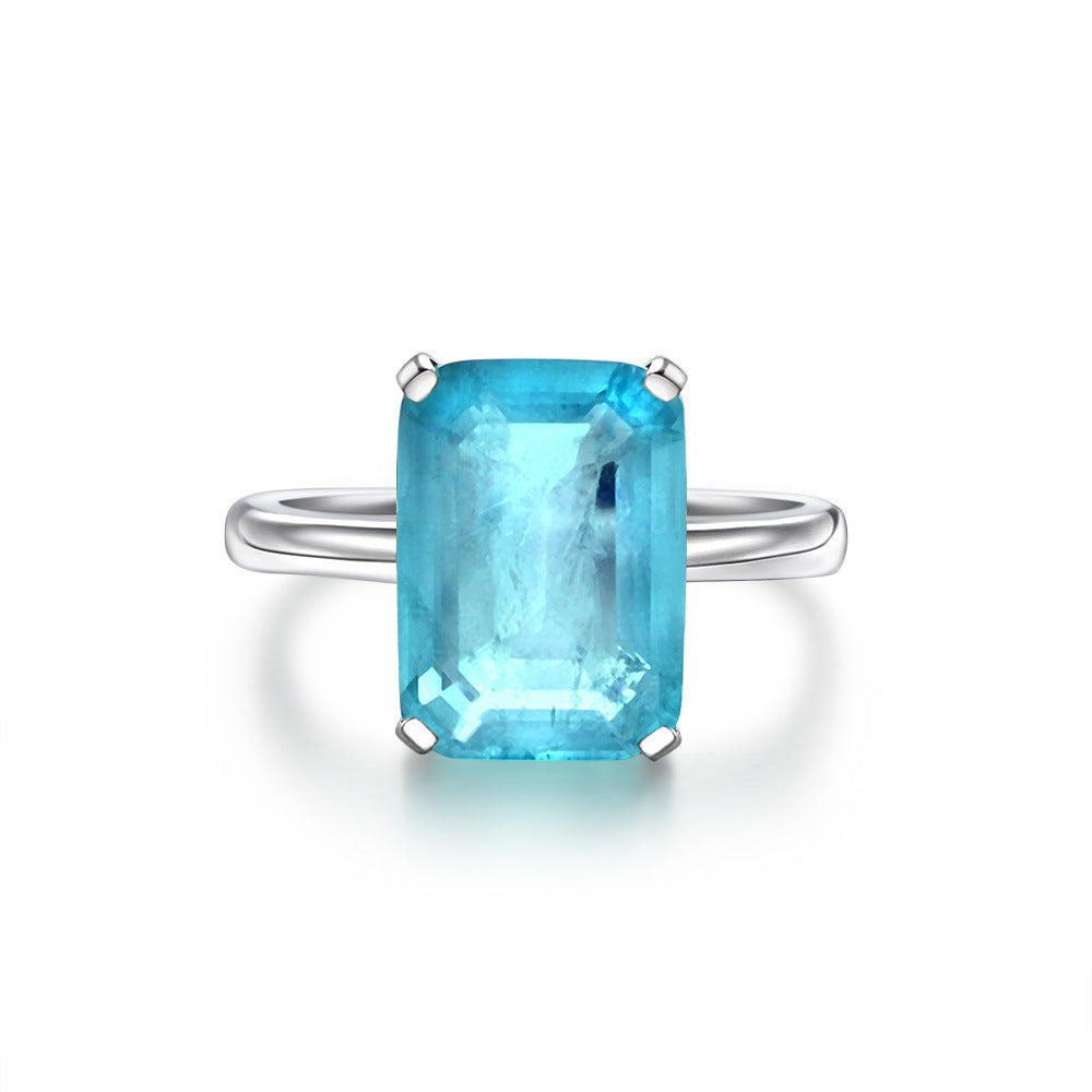 7 carat emerald ring synthetic Paraiba simple women's ring