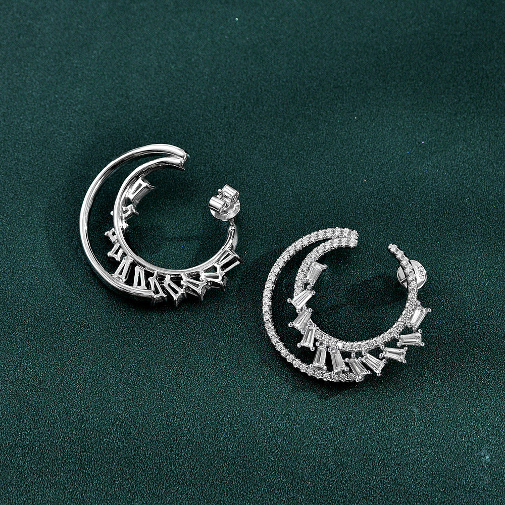 Baroque style half moon star earrings