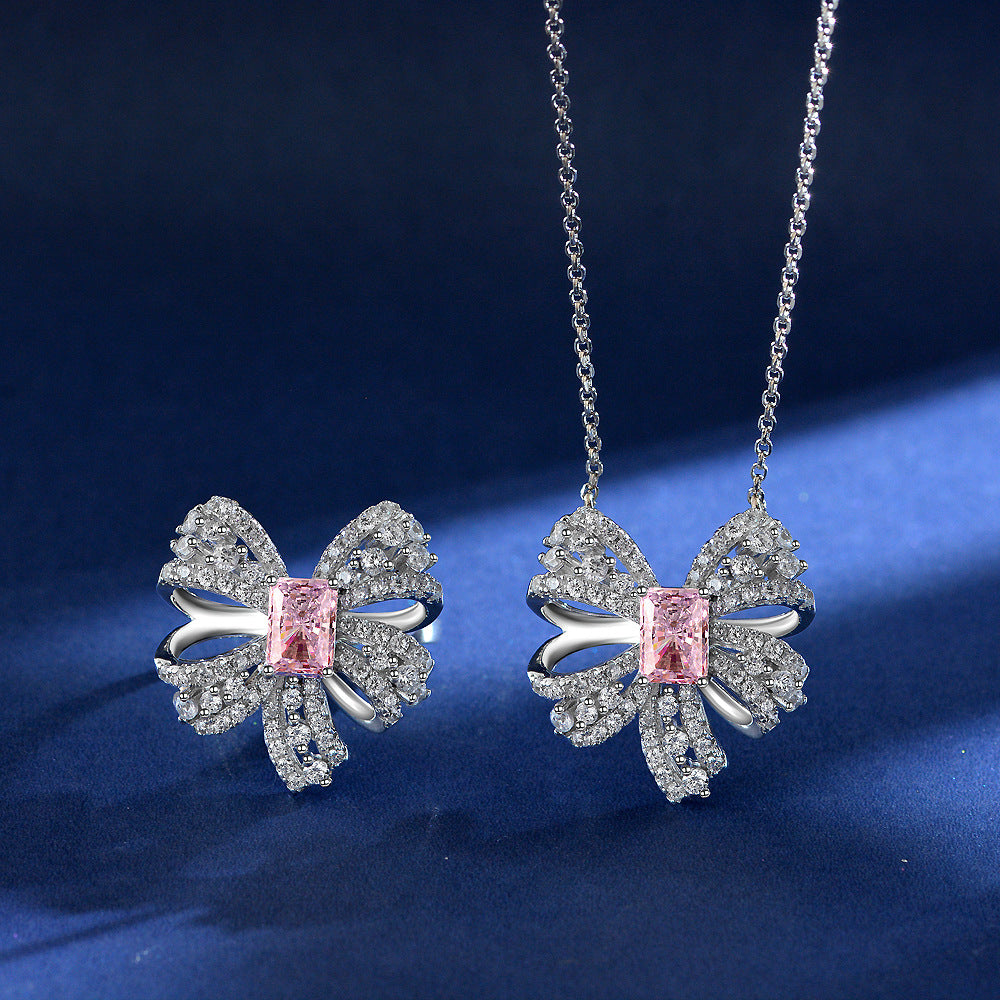 butterfly necklace cherry blossom pink