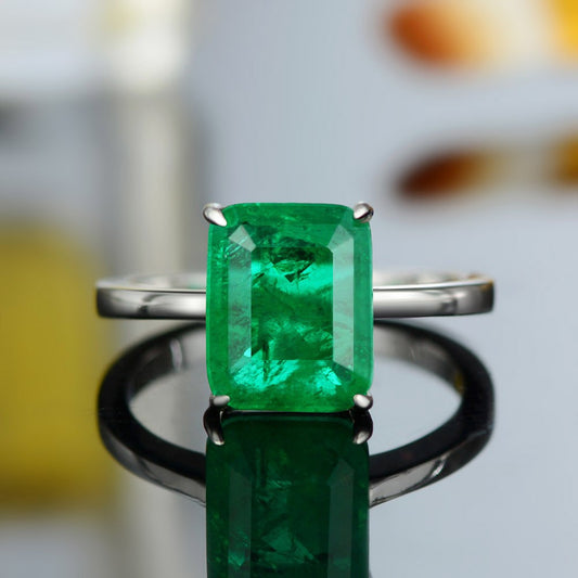 Sterling silver high carbon diamond ring 4 carat simulated diamond emerald diamond ring