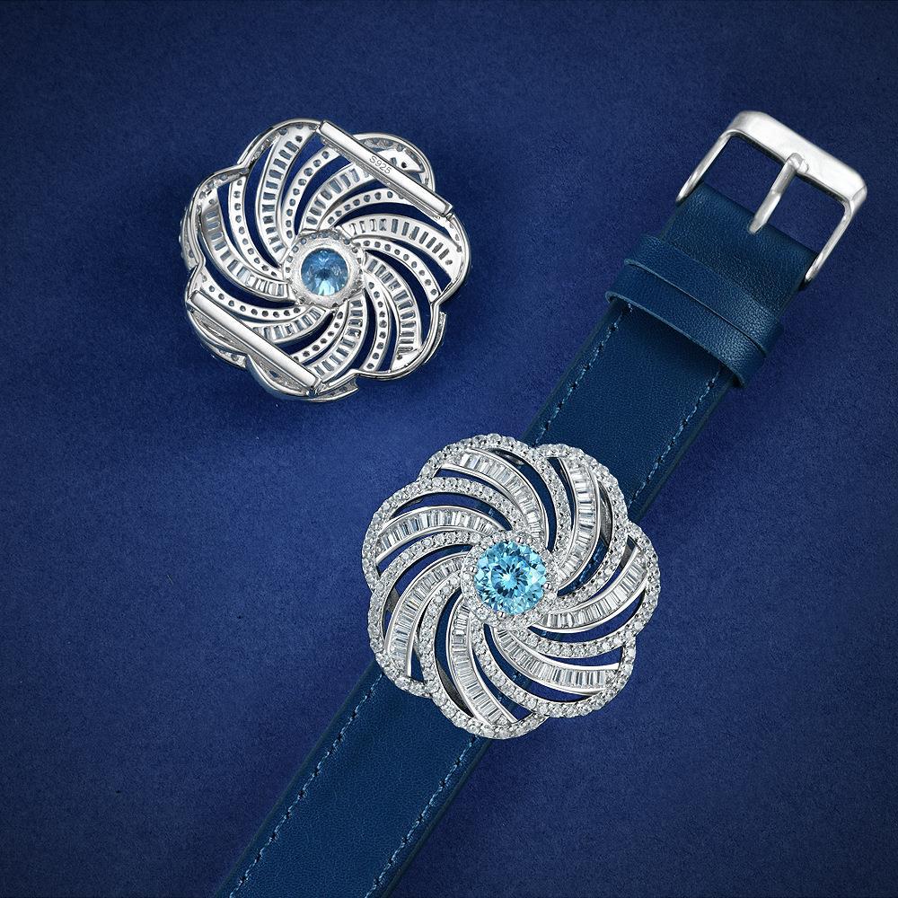 Ocean blue lotus cut high carbon diamond bracelet European and American high-end luxury wrist jewelry