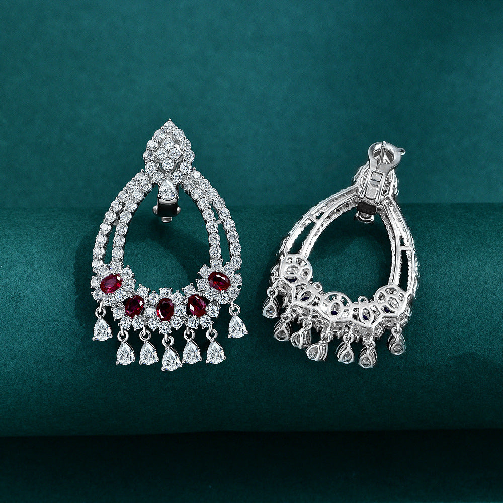 Celebrity European and American luxury high carbon diamond earrings