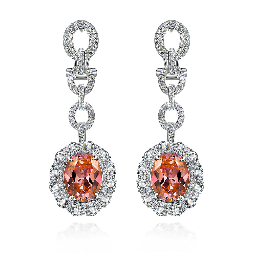 Egg-shaped sunset orange-pink earrings