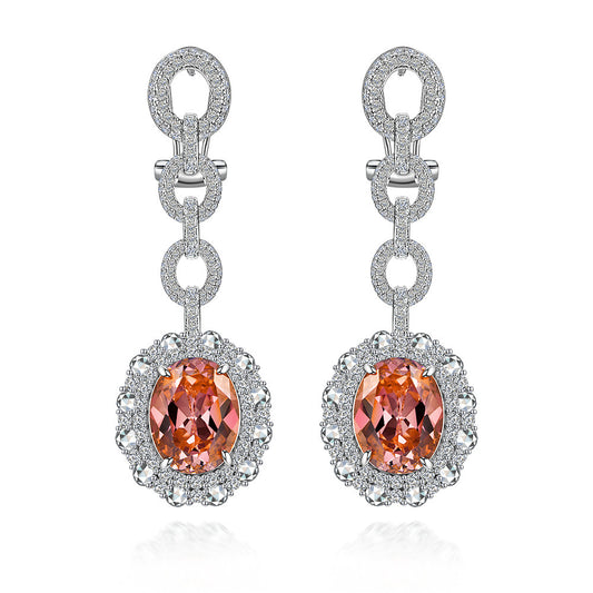 Egg-shaped sunset orange-pink earrings