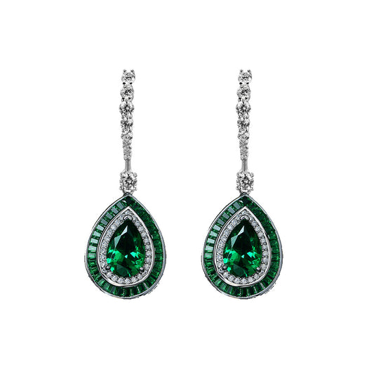 Green diamond earrings sterling silver