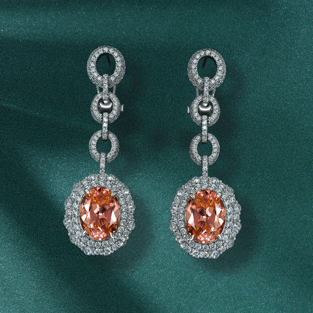 Egg-shaped sunset orange-pink earrings