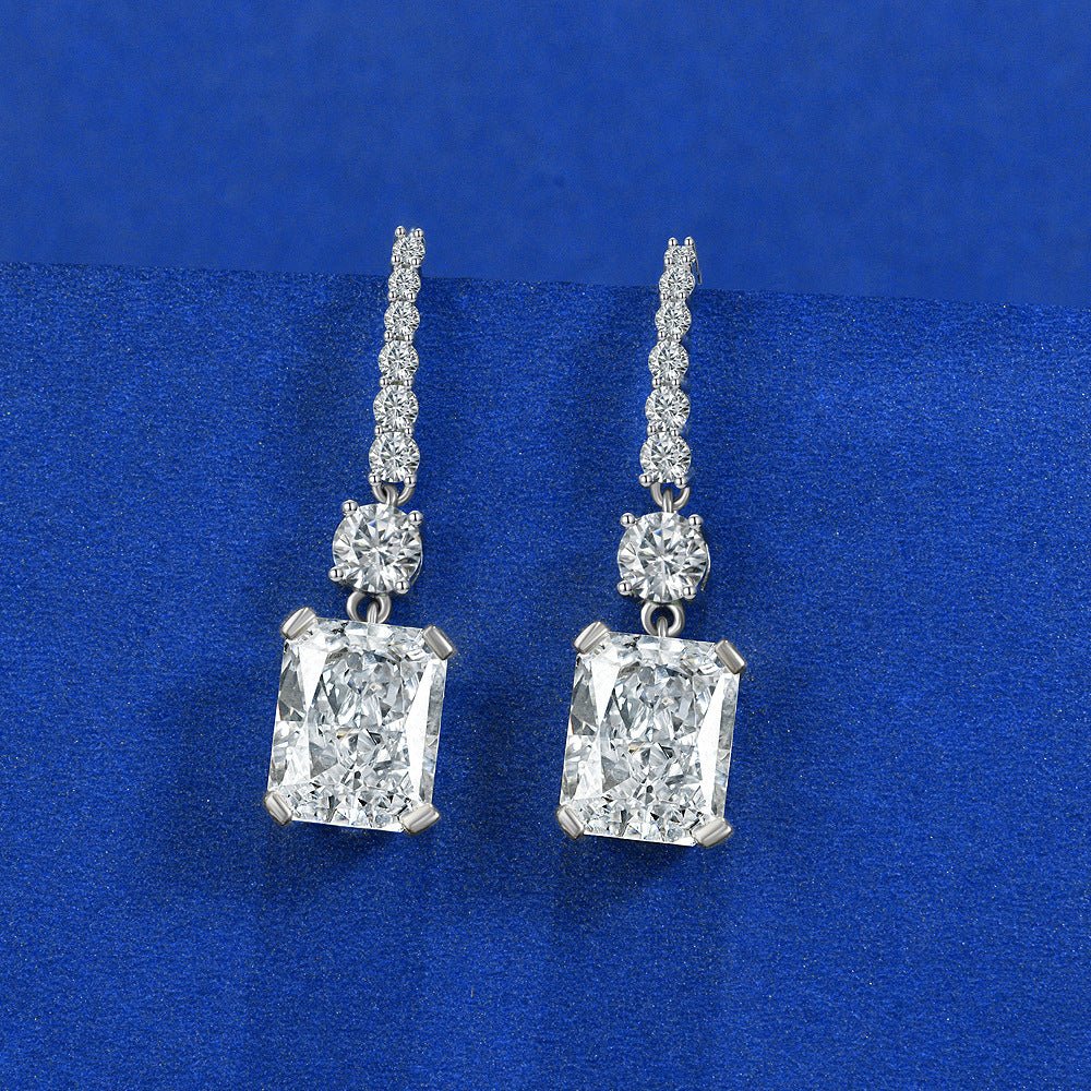 Yellow rectangular high carbon diamond earrings