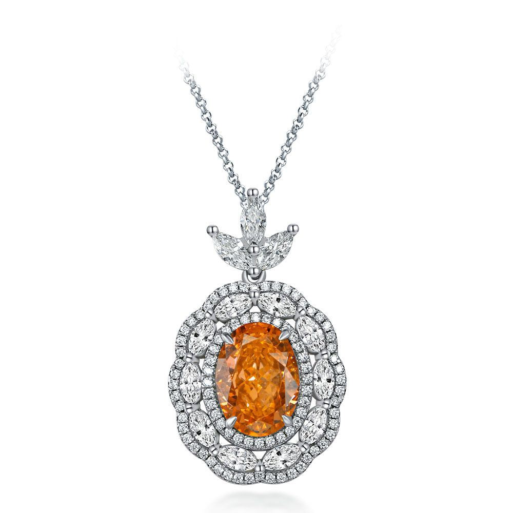 Sunset orange egg-shaped ice flower cut light luxury pendant