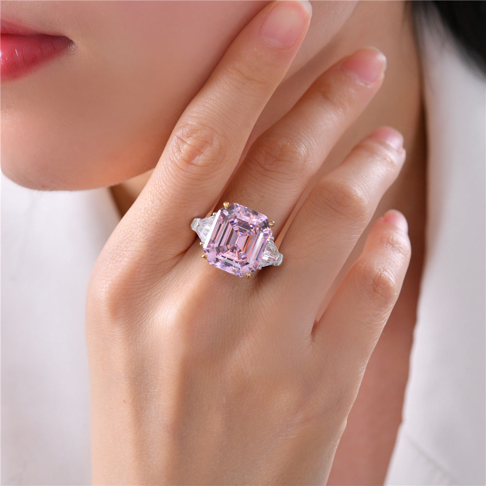 12 carat pagoda cut high carbon diamond ring women's high-end luxury ring