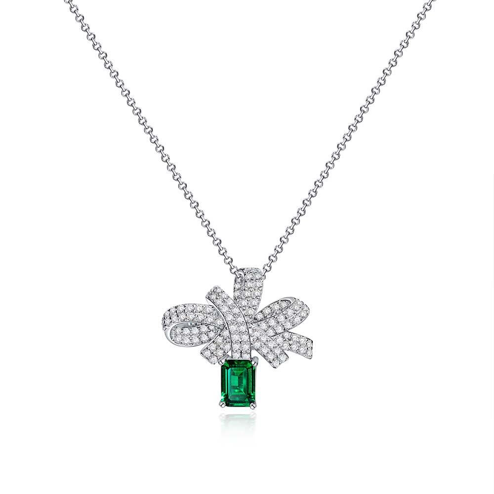 Emerald High Carbon Diamond Necklace